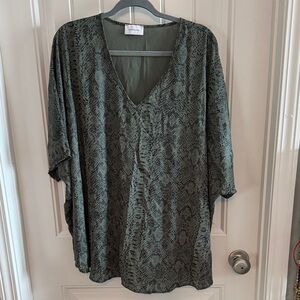Adrienne Olive Snake Print Tunic Top